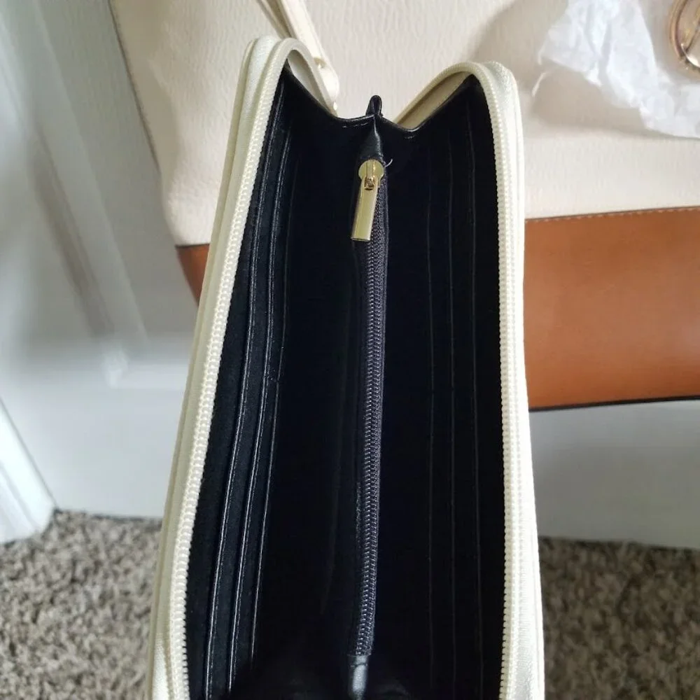 MKF Collection Purse Tote & Clutch Cream Tan Gold Vegan Leather Hobo Bag